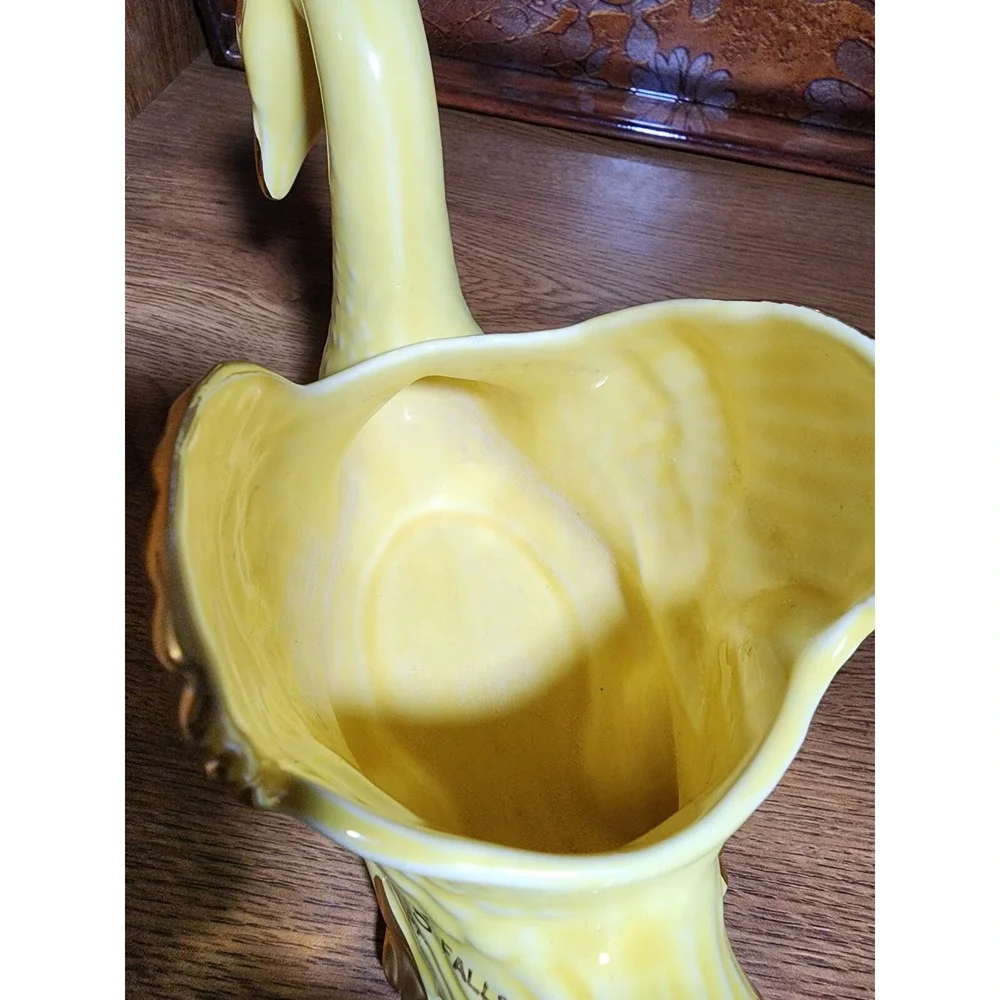 Vintage Holley‎ Ross Yellow Lustreware Gold Trim Swan Small Planter